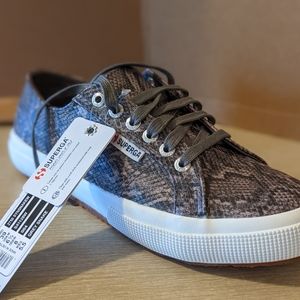 Superga Grey Snakeskin Print Sneakers